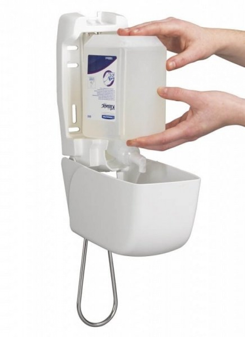 Пластиковый диспенсер для средств для мытья и дефинфекции рук с локтевым нажимом Aquarius*