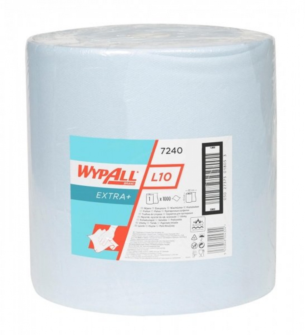 7240 Протирочный материал в рулонах WypAll L10 Extra+ однослойный голубой (1 рул х 380 м)